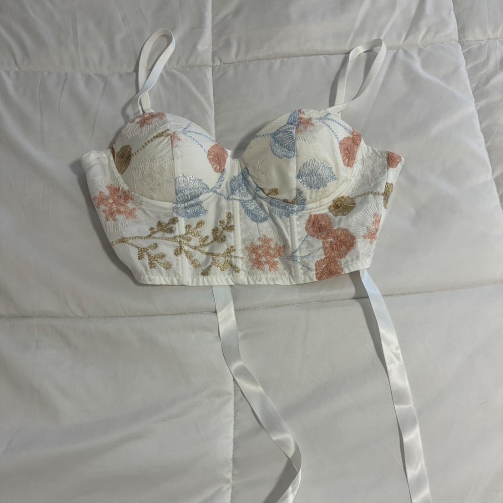 Floral Embroidered Bustier Top